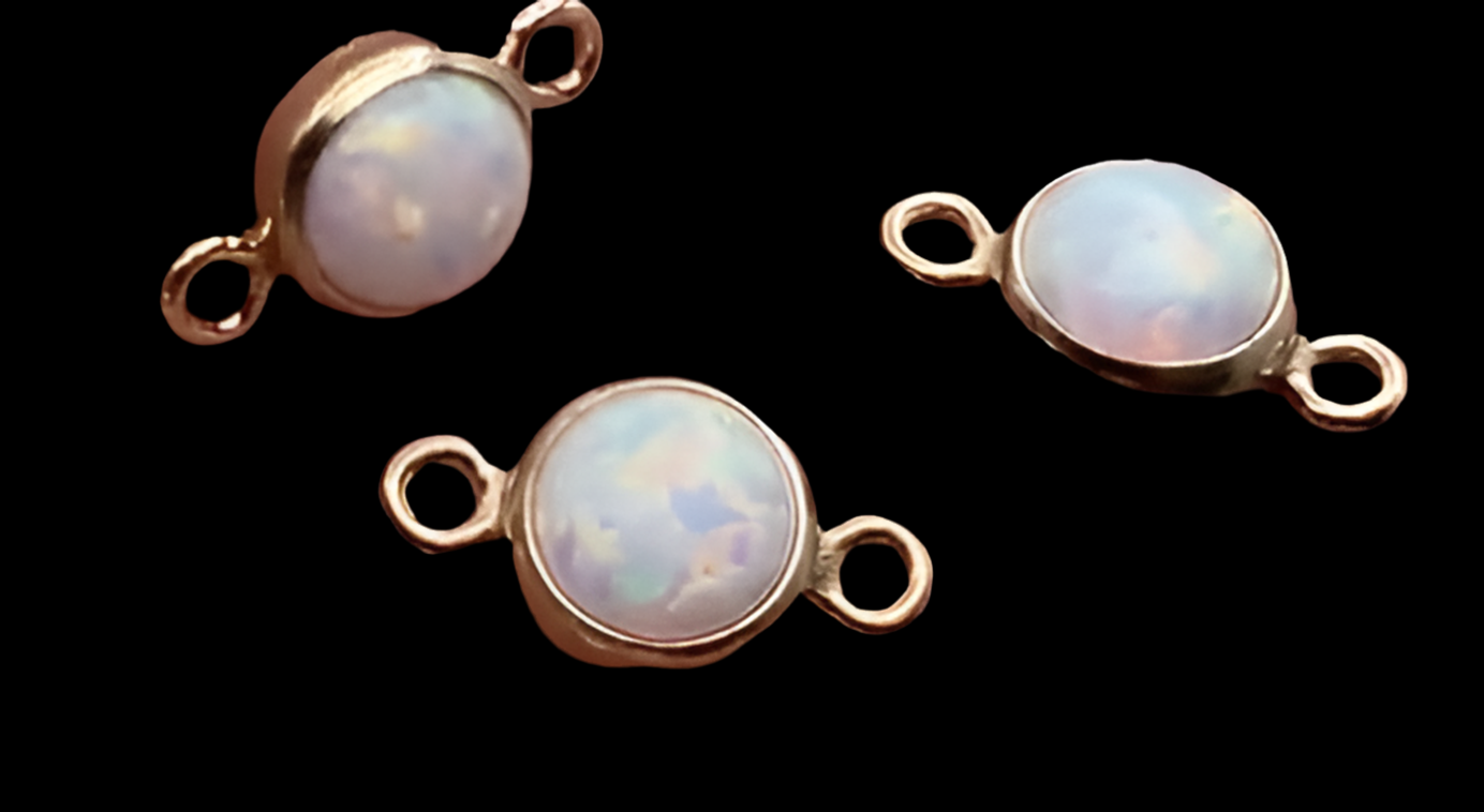 Opal 14kt Rose Gold Filled Synthetic Opal CONNECTORS 4mm