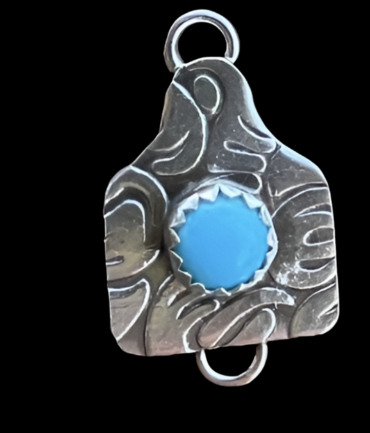 Sterling Silver Cattle Tag W/ Genuine
Kingman Turquoise DD