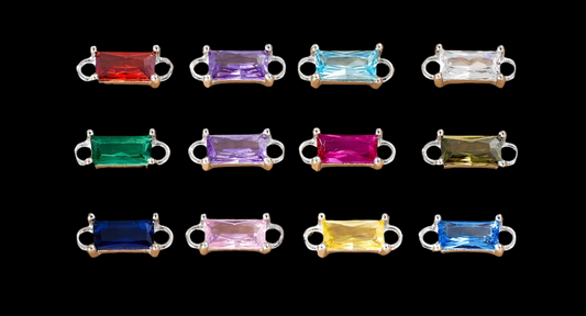 Sterling silver baguette birthstone connector
