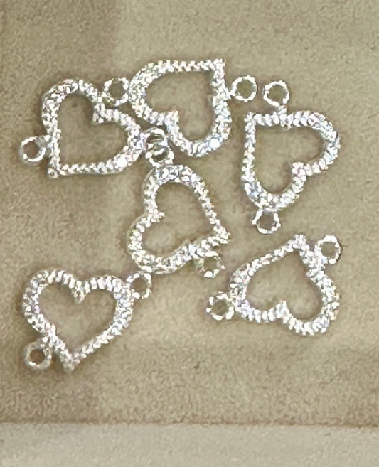 Heart Cz Connector Sterling
