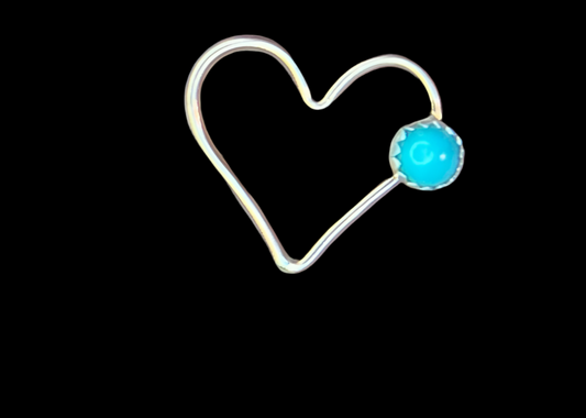 Rose Gold Filled Heart w/ 4mm Kingman Turquoise