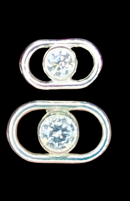 Sterling Silver Connector CZ oval large