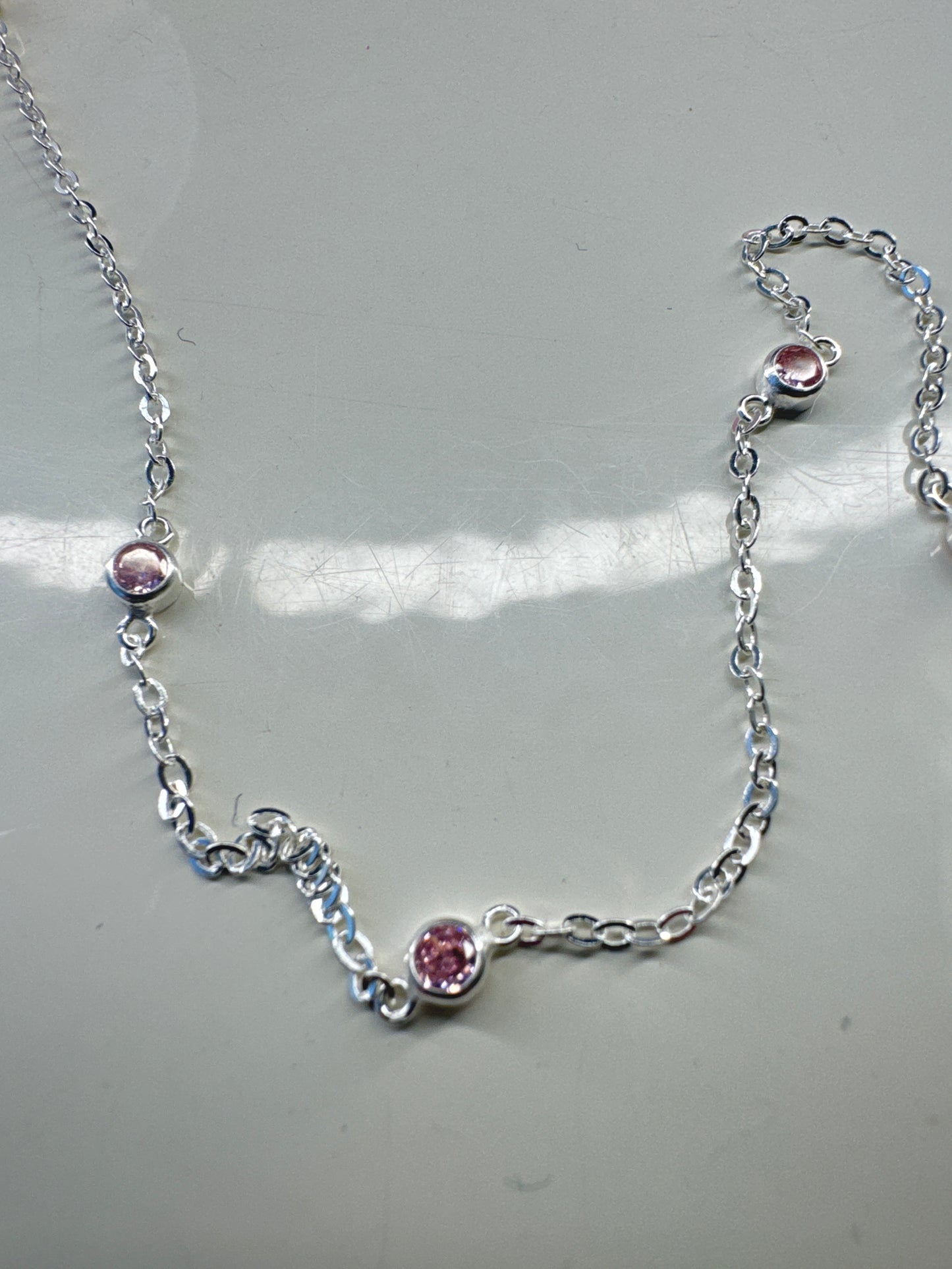 Chain, Rebecca, Exquisite, Sterling Silver with Pink CZ