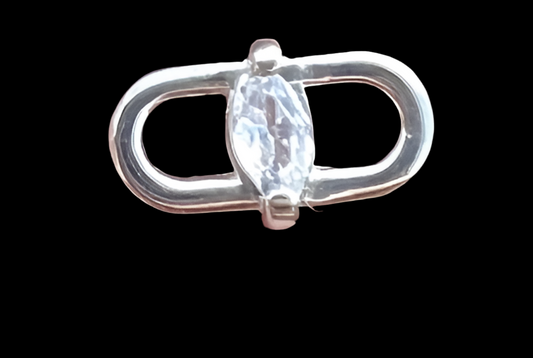 Silver CZ Marquise Connector Link Oval Large