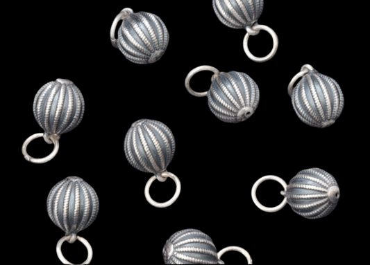 stripe round shape ball  s990 pure silver charm