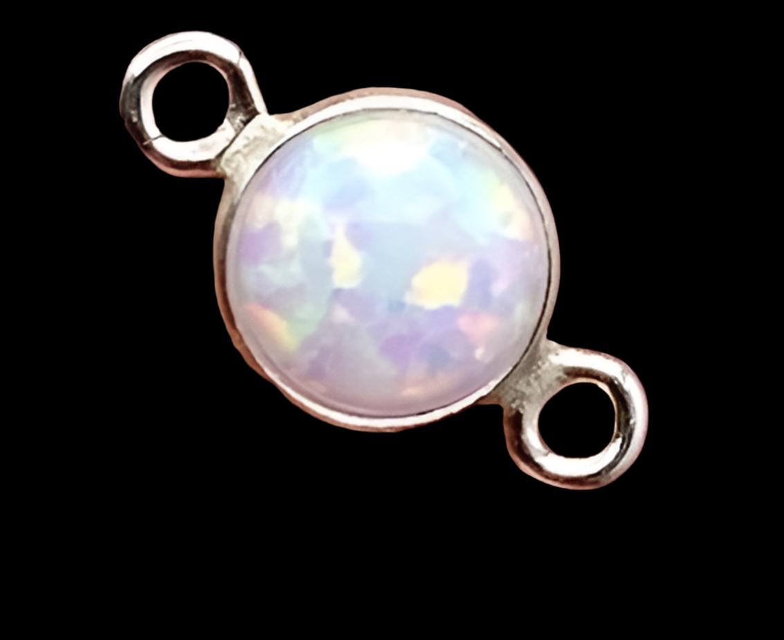 Opal 14kt Sterling Silver Synthetic Opal CONNECTORS 4mm