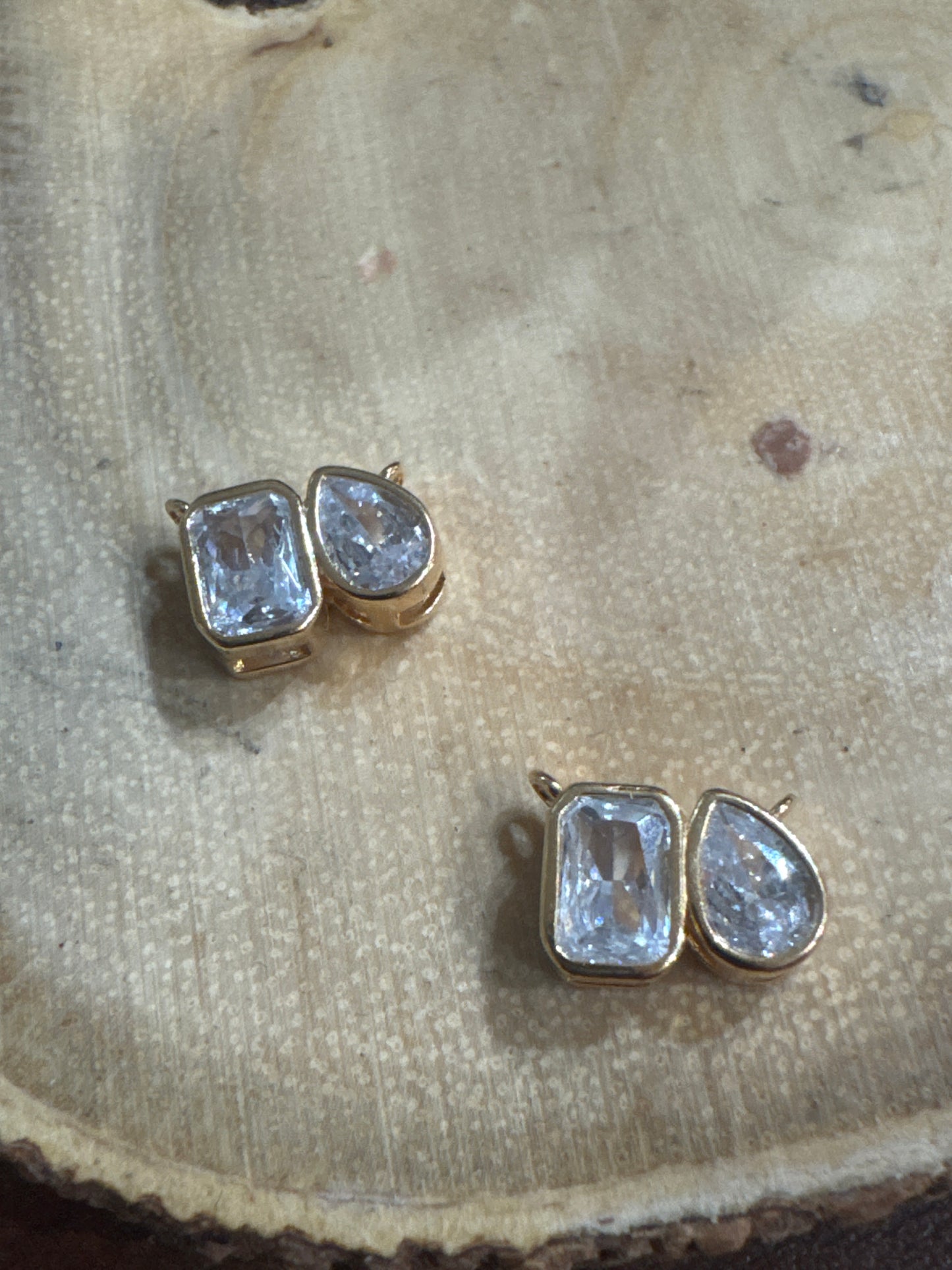 Connector, 14K GF, CZ Abstract Rectangle Tear Drop