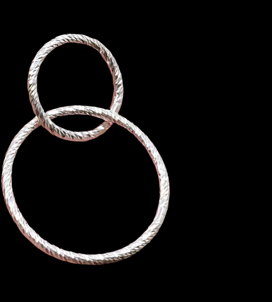 Interlocking Rings Connectors sterling silver textured