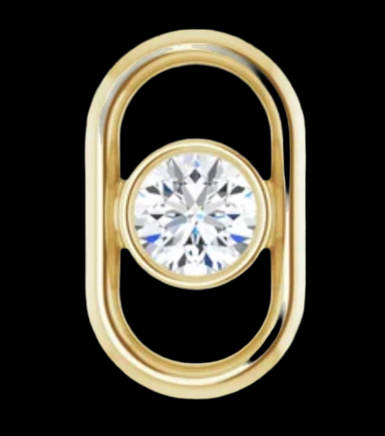 Solid gold CZ Oval Connector Large