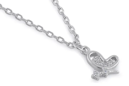 Sterling Silver Clear CZ Dainty Butterfly Necklace