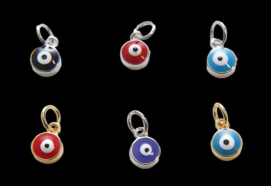 Gold Tiny Blue Evil Eye Charms, 18K Gold Filled Evil Eye Pendant