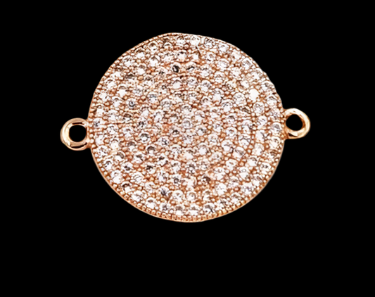 CZ Micro Pave Round Connector Gold and Rose Gold