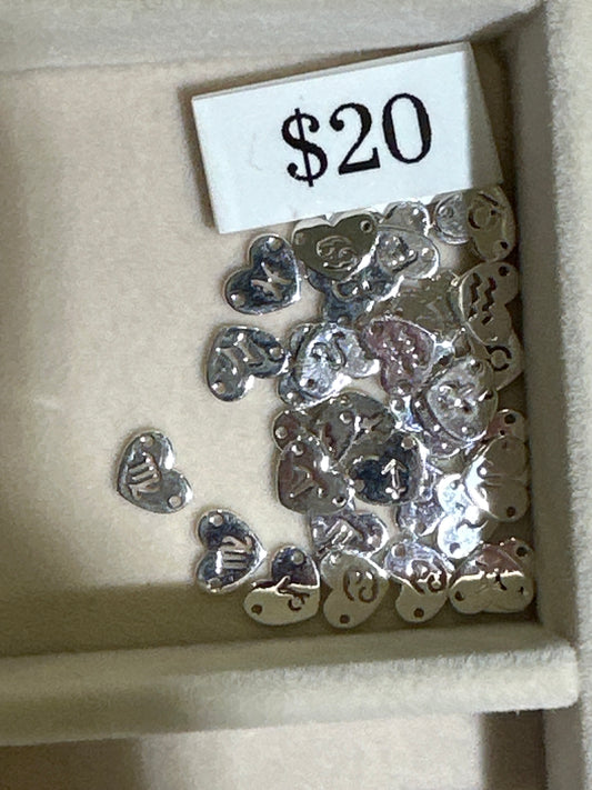 Zodiac heart connector- Silver
