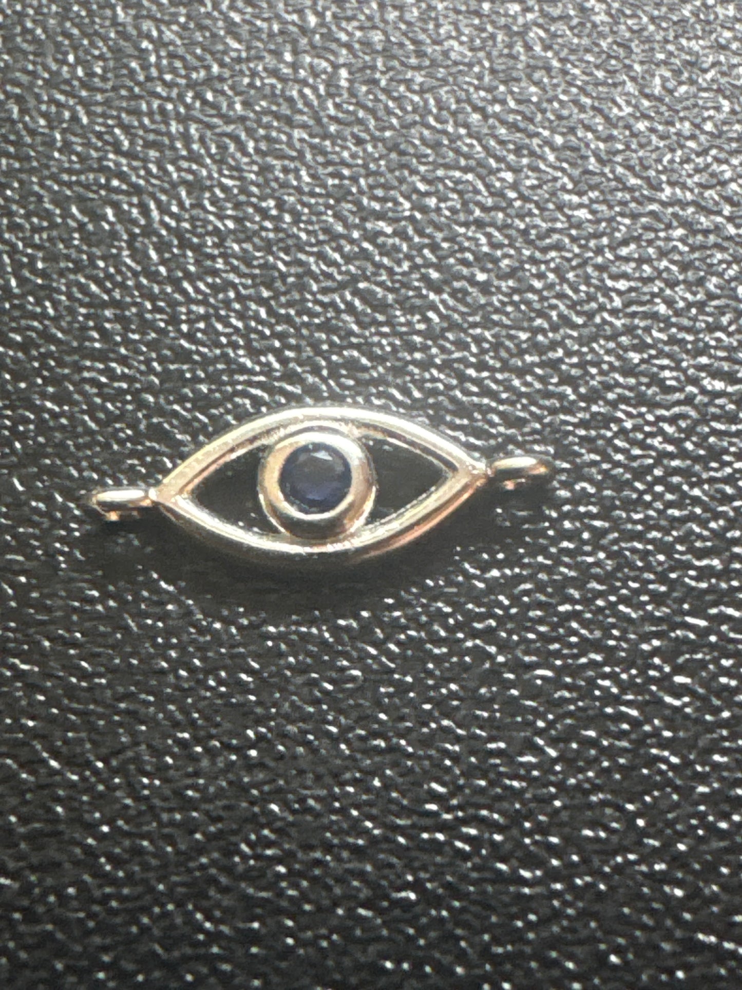 Connector, evil eye, SS, sapphire blue cz
