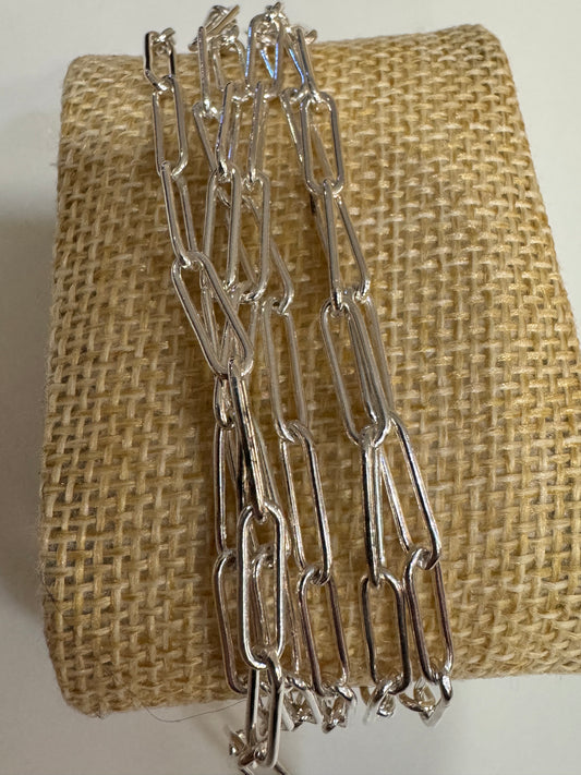 Clay, Sterling Silver, Elite chain, large paper clip