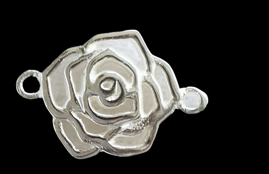 Rose connector charm sterling silver, gold June birth flower charm