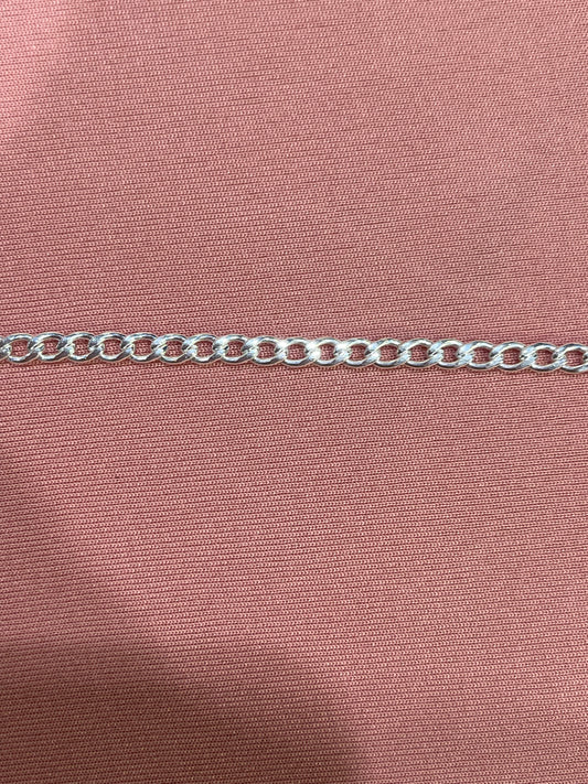 Chain, Phia, Exquisite, Sterling Silver Sterling Silver 4.0mm Bright Silver Flattened Long Link Curb Chain