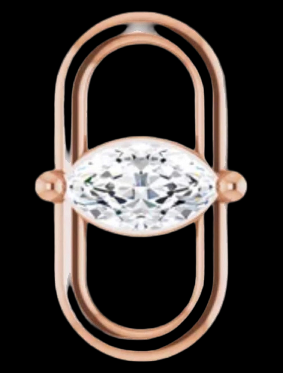 Solid Gold & Rose Gold CZ Marquise Connector Link Oval