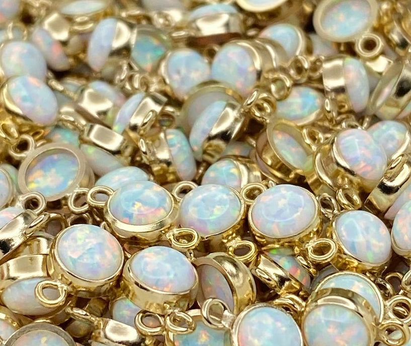 Gold Opal 14kt Gold Filled Synthetic Opal CONNECTORS 4mm