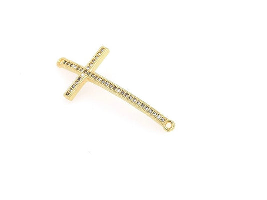 Pave CZ Cross Connector 18K Gold Filled Cross Connector, Religious Connector Gold, Silver, Rose Gold