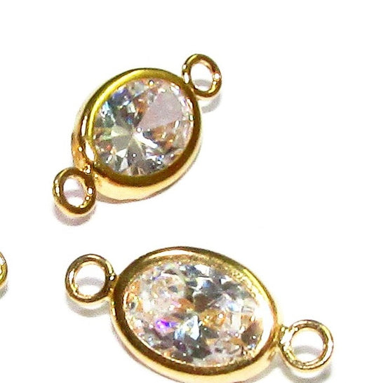 14K Gold Filled White topaz oval Link Connector size 12.0x6.0 mm