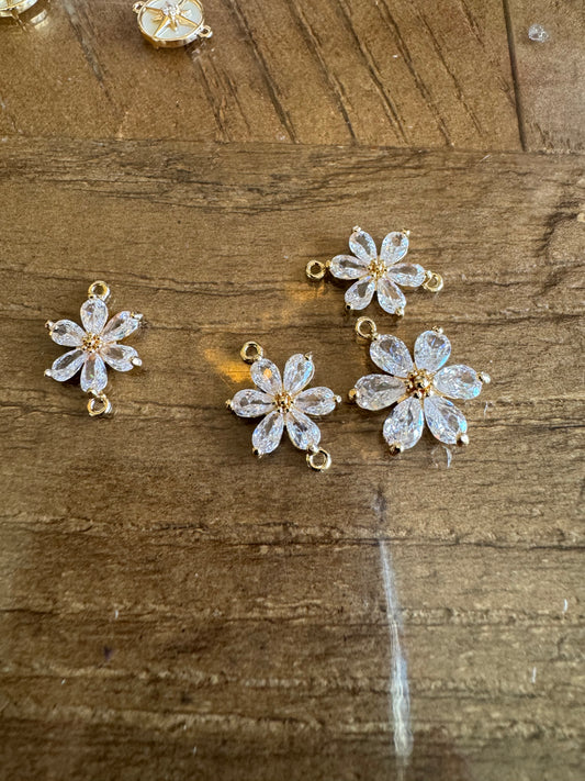 CZ flower connector gold filled