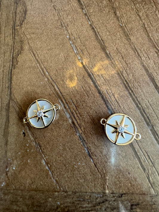 North Star compass connector gold filled