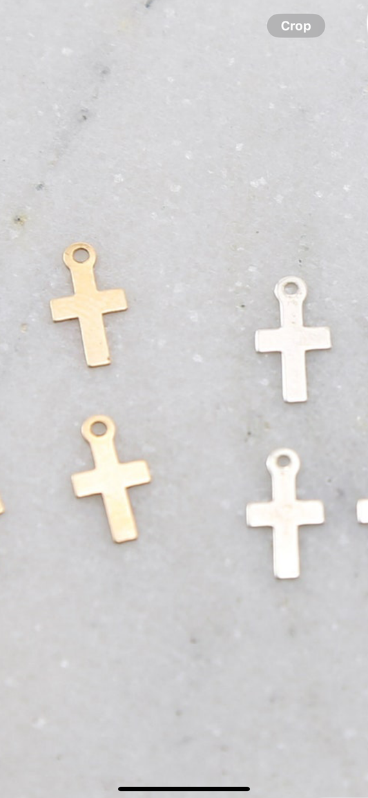 Dainty Tiny Cross Charms in Sterling Silver