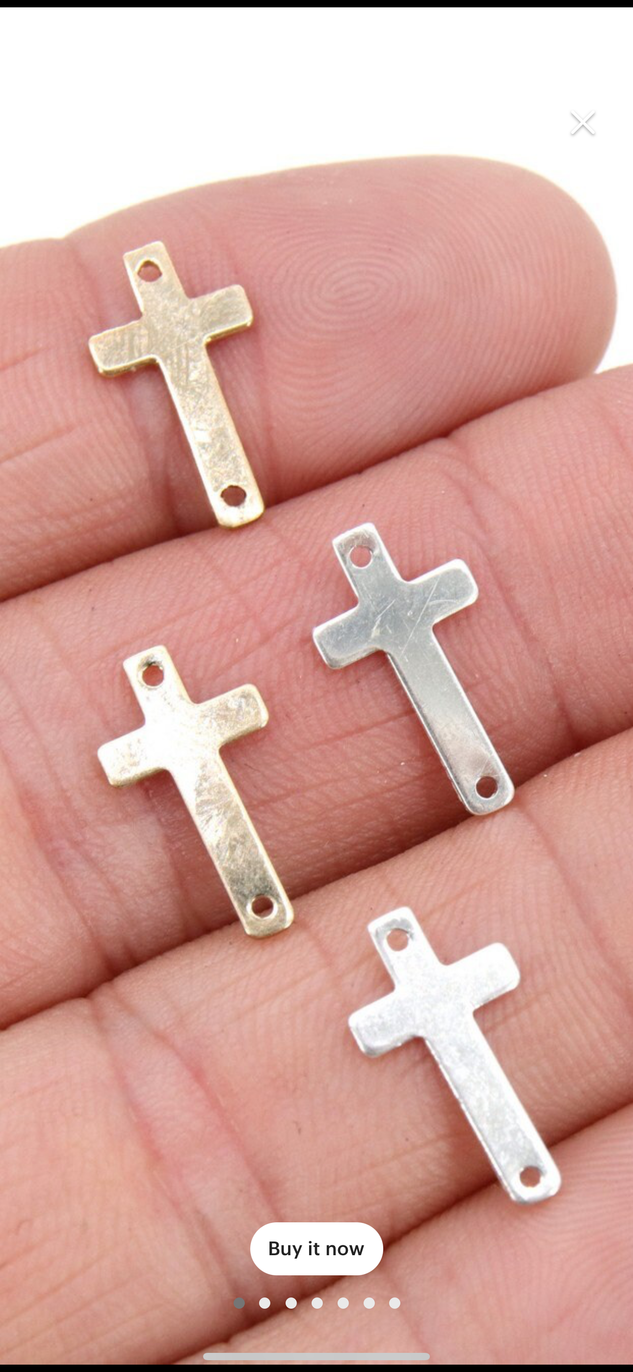 14 K Gold Filled Cross Connector, Cross Links #2478/#2651, 9 × 16 mm Rosary Center Charms