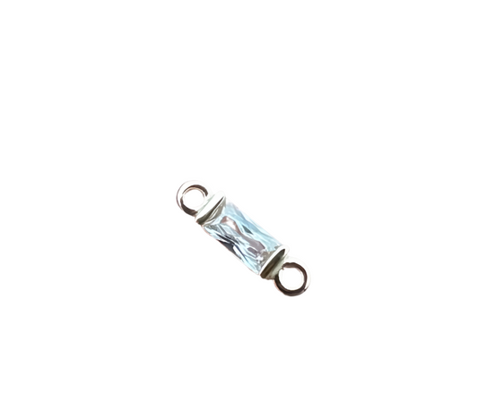 Sterling Silver Baguette Connector Link, 4x2mm Stone, BIRTHSTONE, April