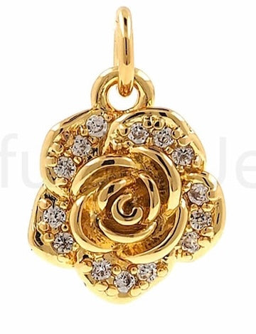 Rose flower pave CZ Charm