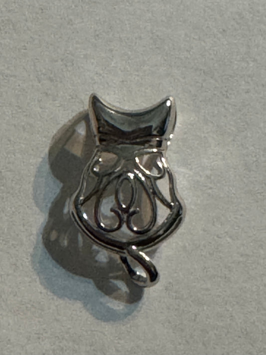 Cat Filigree Charm Large Silver