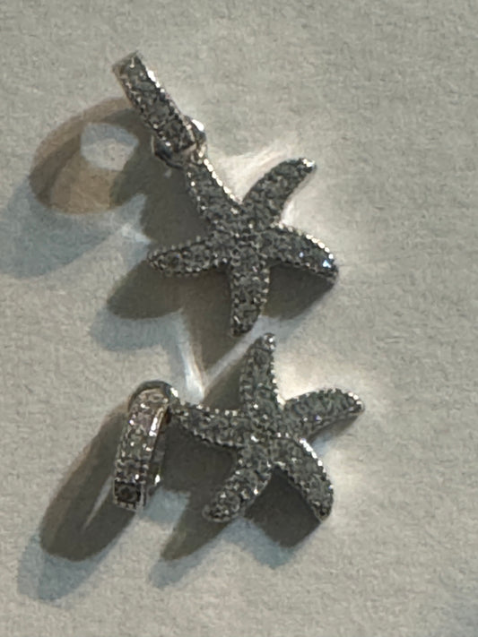 Silver Starfish Charm Pave