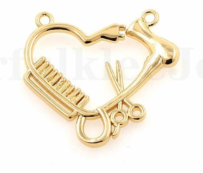 comb heart scissors stylist pendant