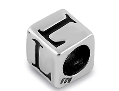 Sterling Silver 4.5mm Letter L Cube Pendant