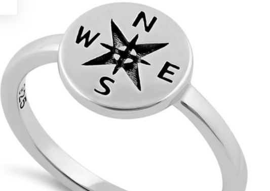 Sterling Silver Compass Ring-8