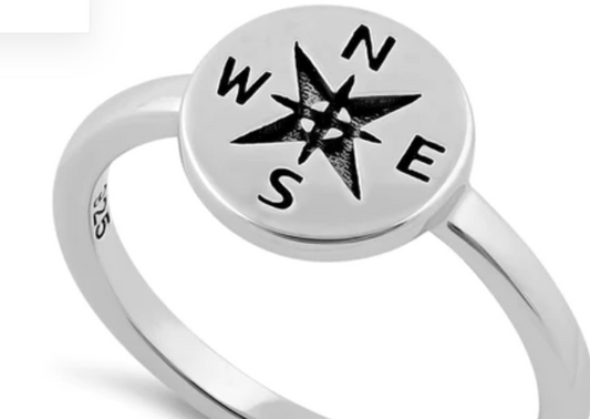 Sterling Silver Compass Ring-6