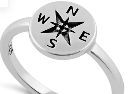 Sterling Silver Compass Ring-7