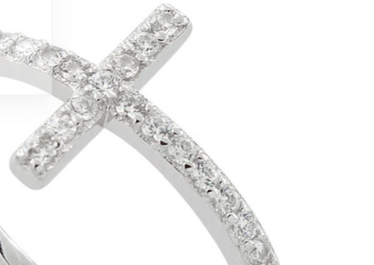 Sterling Silver Cross Clear CZ Ring -12