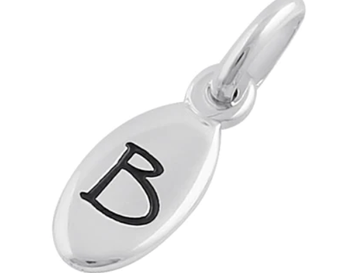 Sterling Silver Letter "B" Oval Pendant