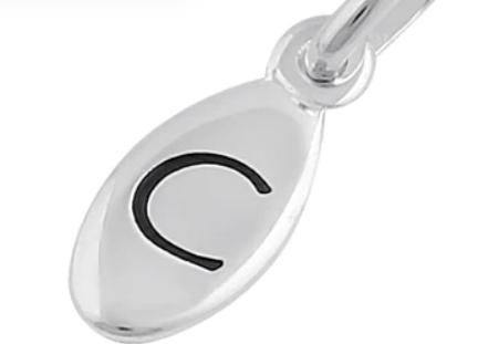 Sterling Silver Letter "C" Oval Pendant