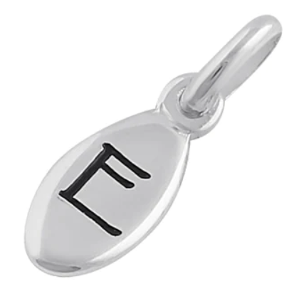 Sterling Silver Letter "E" Oval Pendant