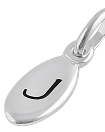 Sterling Silver Letter "J" Oval Pendant