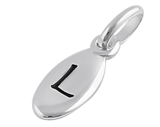 Sterling Silver Letter "L" Oval Pendant