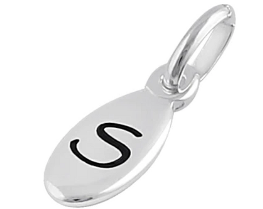 Sterling Silver Letter "S" Oval Pendant