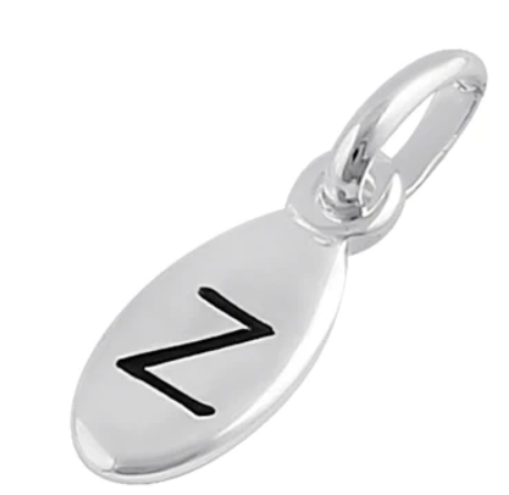 Sterling Silver Letter "Z" Oval Pendant