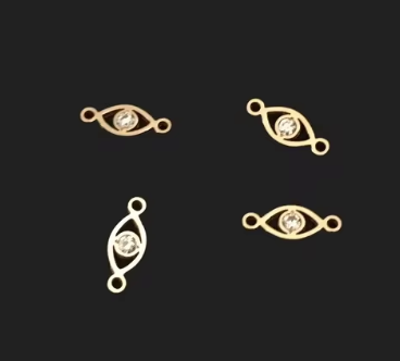 Evil Eye connector gold filled or sterling silver