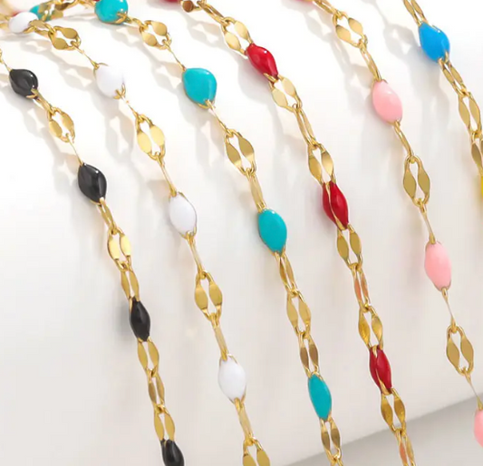 Leann Enamel Beaded Stainless Chain