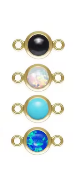 White and Blue Opal CONNECTORS, gold filled